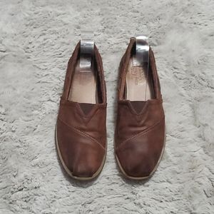 Bobs by Skechers brown leather slip on shoes
